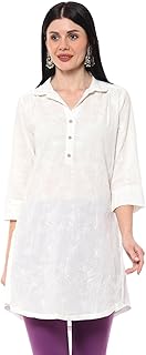 Women Cotton Embroidered Straight Short Kurta
