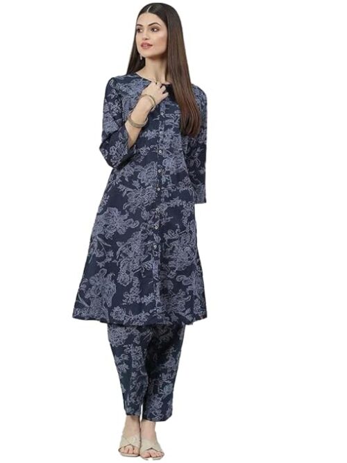 Cotton Co-ord Set Kurta Relaxed Pant Suit Set