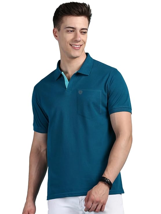 Half Sleeve Soild Casual Regular Fit T-Shirt with Chest Pocket