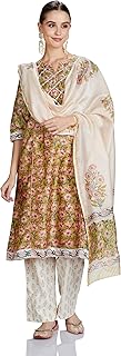 Women's Silk Chanderi Handblock Printed Authentic Kurta Set with Dupatta (Sanganeri Print)