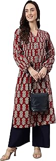 Women's Pure Cotton Floral Printed A-line Kurta