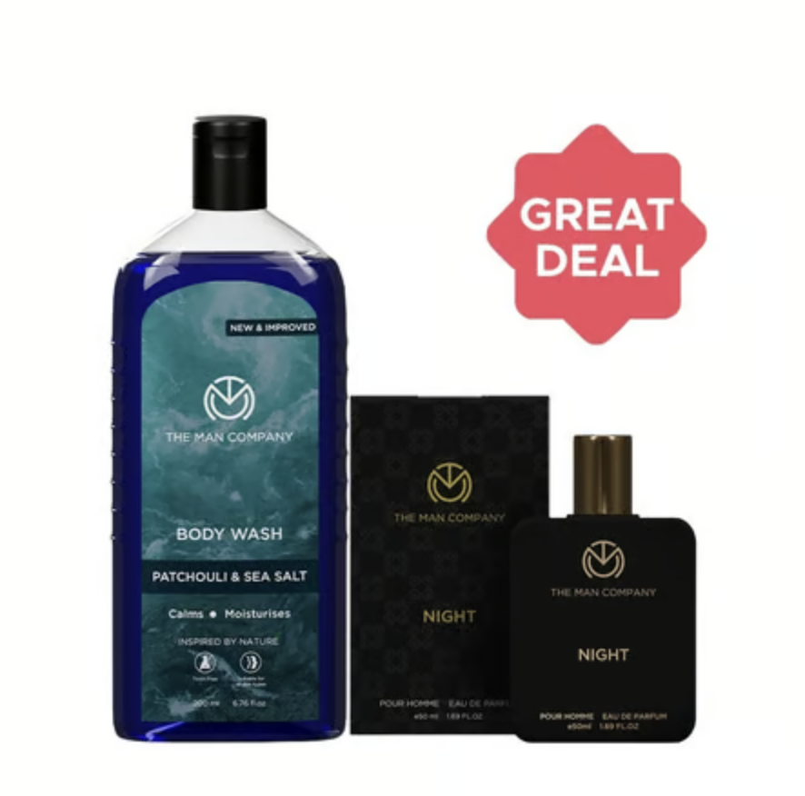 The Man Company Pour Homme Night EDP Men's Perfume + Deep Moisturisation Perfumed Body Wash Combo